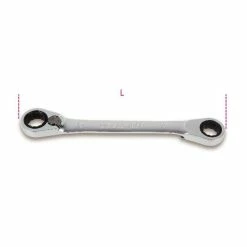 Beta Tools Beta 195P Metric Bi Hex Offset Reversible Double Ring Ratcheting Spanner Wrench 17x19mm