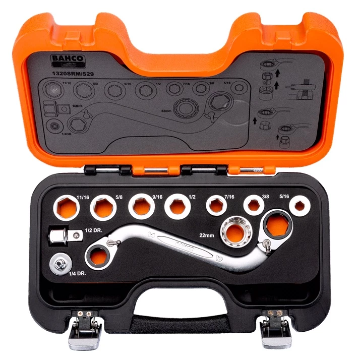 Bahco 1320SRM/S29 S Type Ratcheting Ring Spanner & Torx / Hex Adaptor Set 2 Bahco 1320SRM/S29 S Type Ratcheting Ring Spanner & Torx / Hex Adaptor Set - Image 2