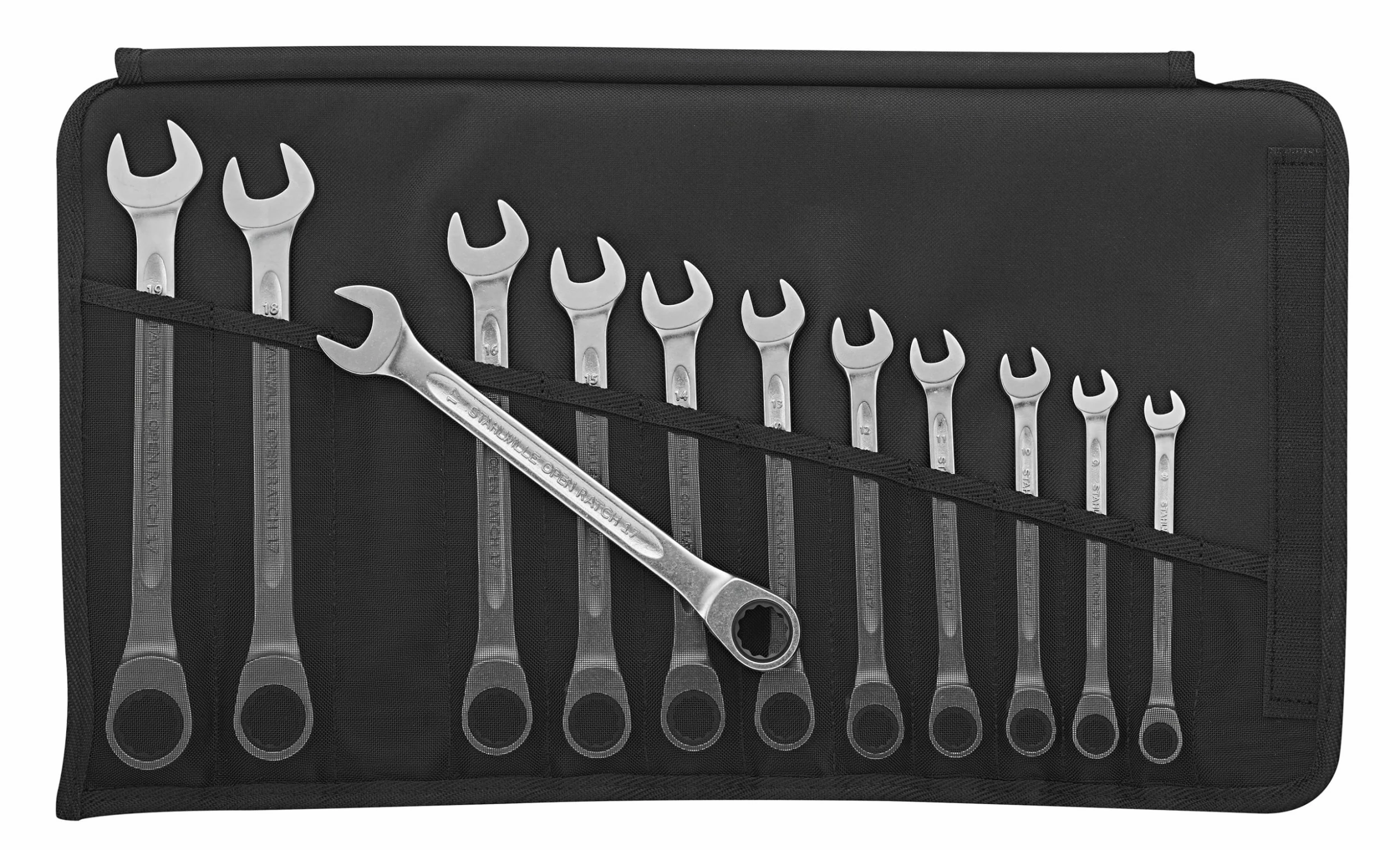 Stahlwille 17F/12 12 Piece Flat Ratchet Combination Spanner Set 8-19mm 1 Stahlwille 17F/12 12 Piece Flat Ratchet Combination Spanner Set 8-19mm