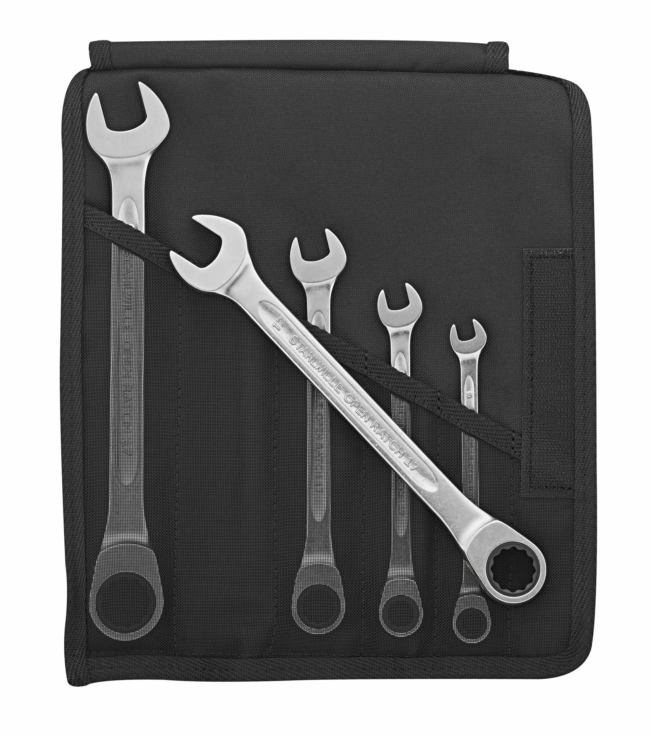 Stahlwille 17F/5 5 Piece Flat Ratchet Combination Spanner Set 8-19mm 1 Stahlwille 17F/5 5 Piece Flat Ratchet Combination Spanner Set 8-19mm