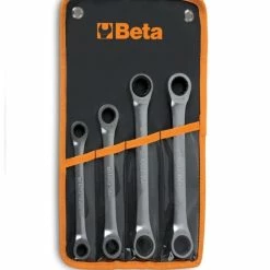 Beta 195AS/B4 4 Piece Imperial Flat Double Ratchet Ring Spanner Set 5/16-3/4" AF