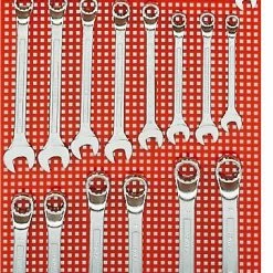 Facom 41.P24M 24 Pce. Offset Combination Spanner Set 6-32mm On A Wall Panel
