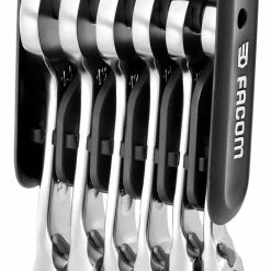 Facom 467BS.JP6 6 Piece Metric Stubby Anti-Slip Ratcheting Spanner Set 8-14mm