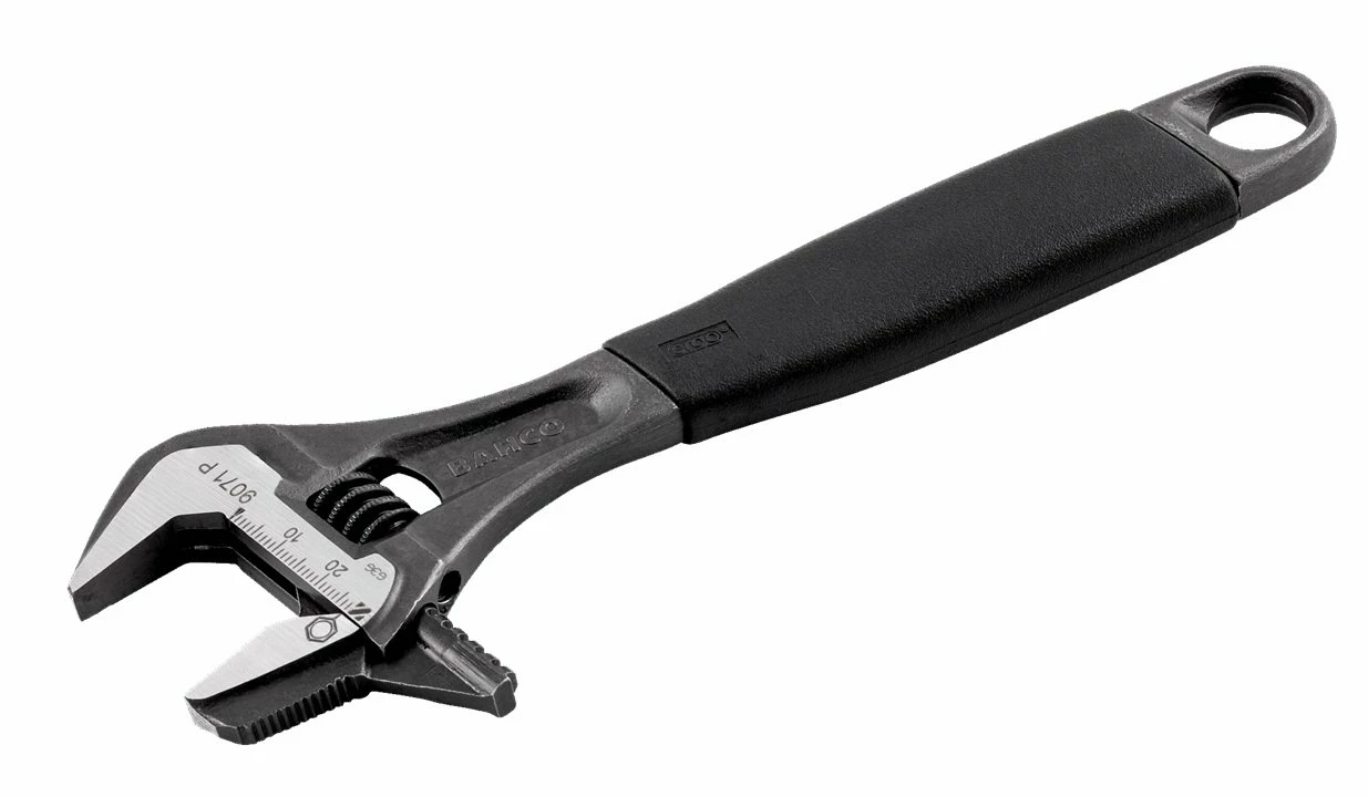 Bahco 9072P Black Finish Comfort Grip Adjustable Wrench With Reversible Jaw 10" 1 Bahco 9072P Black Finish Comfort Grip Adjustable Wrench With Reversible Jaw 10"