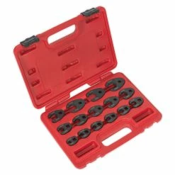Britool Hallmark Sealey Tools AK5983 15 Piece 3/8" Drive Metric Crow Foot Spanner Set 8-24mm