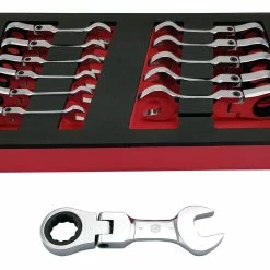 Britool Hallmark BHFSRWSET12 12 Piece Stubby Flexible Ratchet Combination Spanner Set 8-19mm