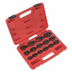Britool Hallmark HMCFW15 15 Piece 3/8" &amp; 1/2" Drive Metric Crow Foot Spanner Set 8-24mm