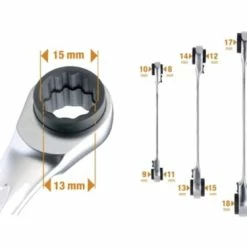 Bahco S4RM/3T 3 Piece Double Twin End Ratchet Ring Spanner Set 4in1 8-19mm (12 Sizes) 5 Bahco S4RM/3T 3 Piece Double Twin End Ratchet Ring Spanner Set 4in1 8-19mm (12 Sizes) -Combination Spanners Outlet Shop S4RM3T 2