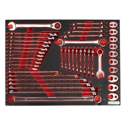 Sealey TBTP11 44 Pce Spanner Set - Combi, Extra Long, Stubby, Ratchet, Crow Foot &amp; Flare Nut